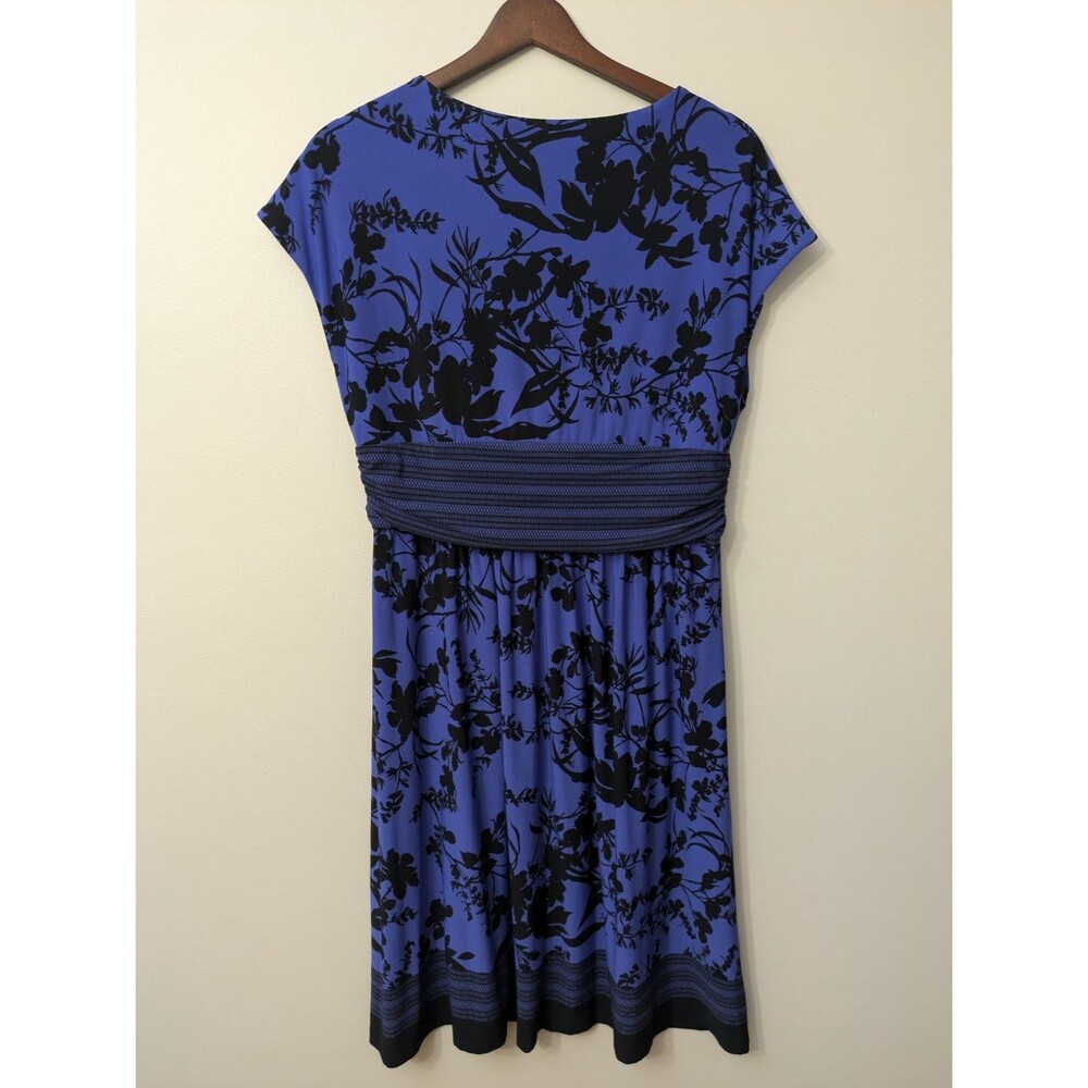 Jones New York Babydoll Dress Size 12 Dark Romantic Midnight Blue Black Floral - Picture 5 of 10